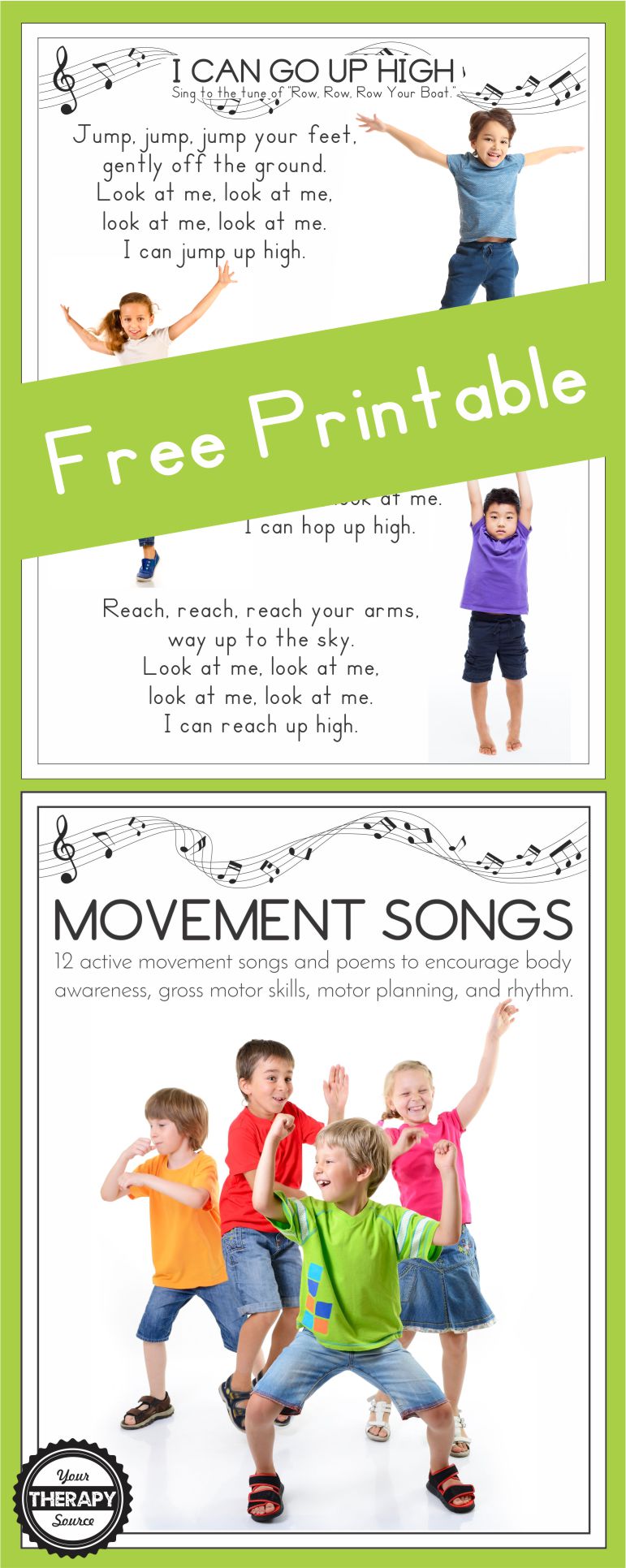 I Can Go Up High Movement Song Are you in search of a quick movement activity that requires no equipment?  Maybe the children that you work with need body awareness, motor planning, and coordination practice. 