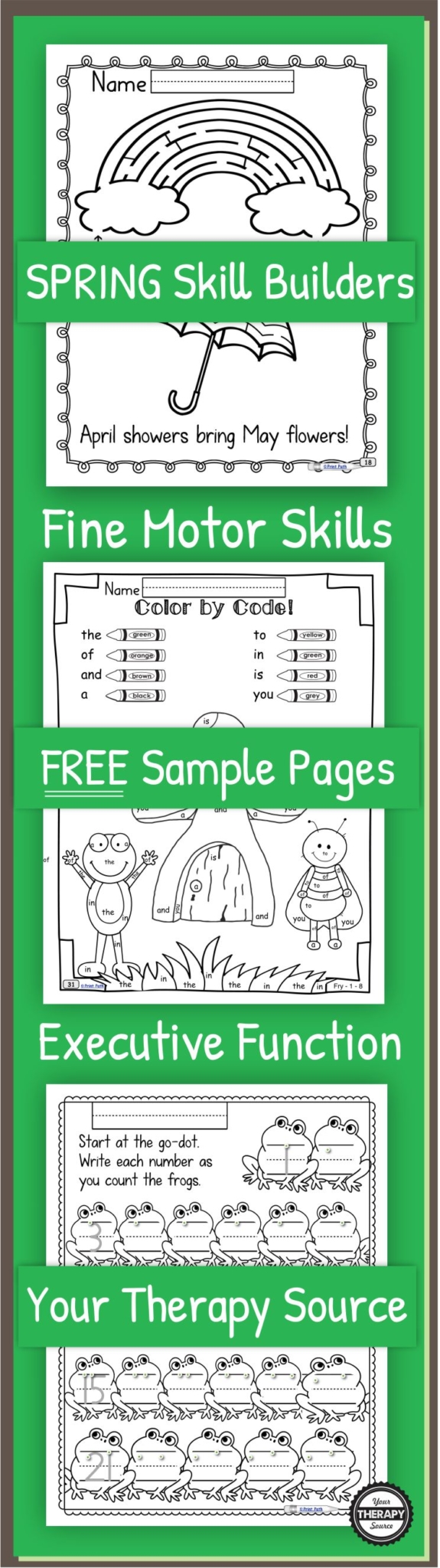 Spring Fine Motor and Executive Function Skills Freebie