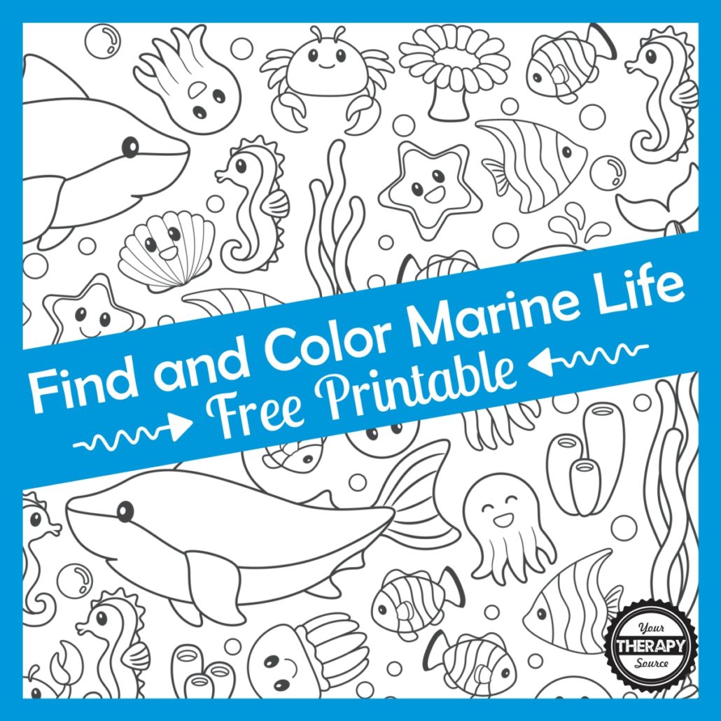 Find and Color Marine Life Visual Motor Freebie