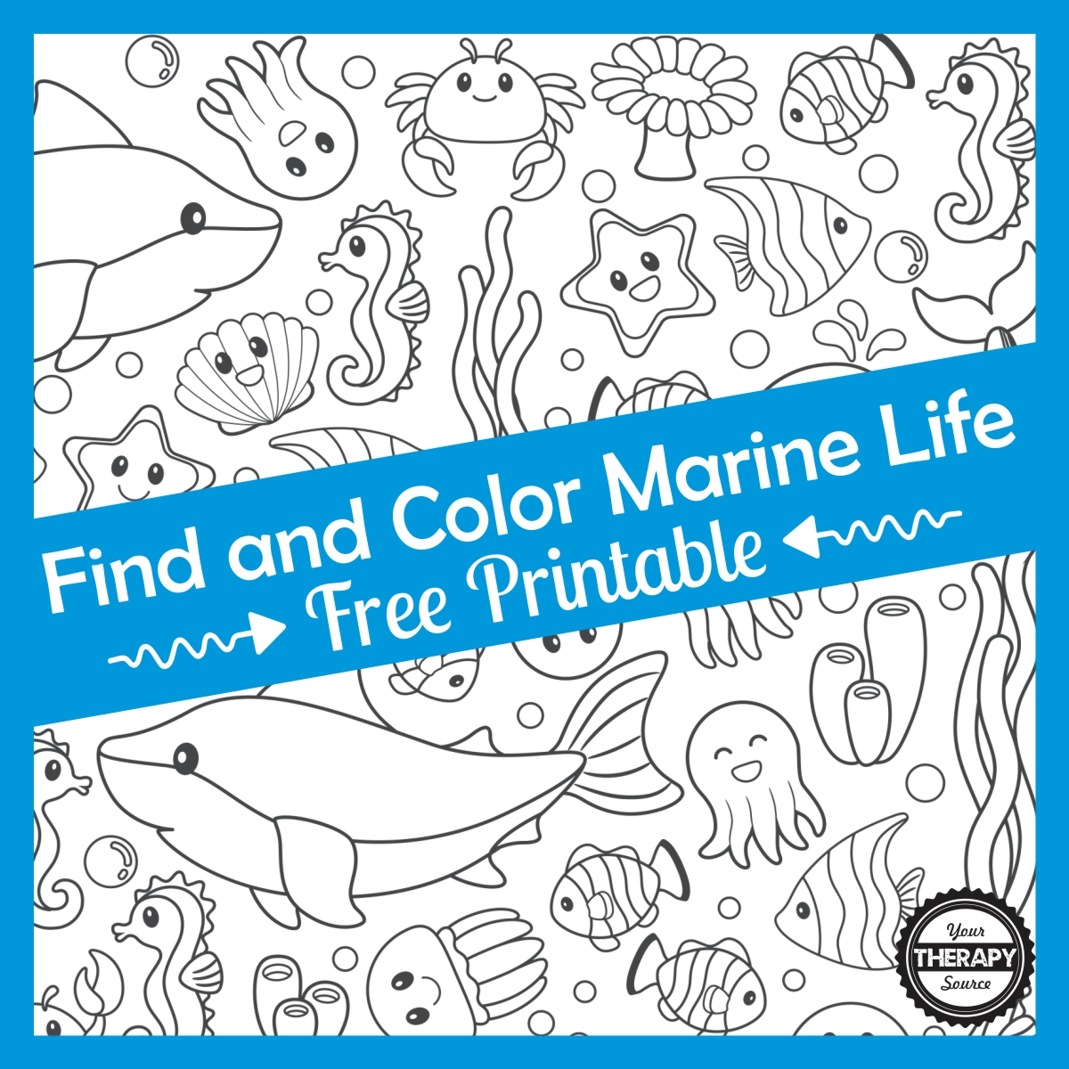Find and Color Marine Life Visual Motor Freebie