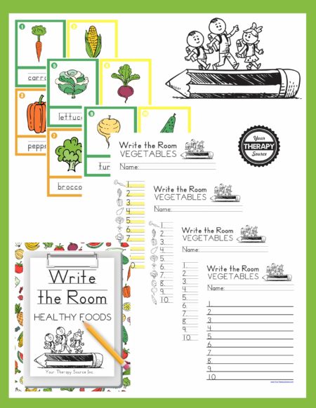 Write the Room Healthy Foods digital download includes 40 healthy food picture word cards from the 5 food groups along with differentiated recording sheets to support various levels of handwriting skills. 