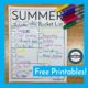 Encourage children to enjoy all that summer has to offer and create a DIY summer bucket list.  A bucket list should include all the activities, games, crafts, etc. that the child would like to complete this summer.  There are no right or wrong answers.  Not only will this activity be fun, it will sneak in handwriting practice.  Children will be motivated to create a list of all the exciting things they would like to accomplish with this DIY summer bucket list handwriting freebie