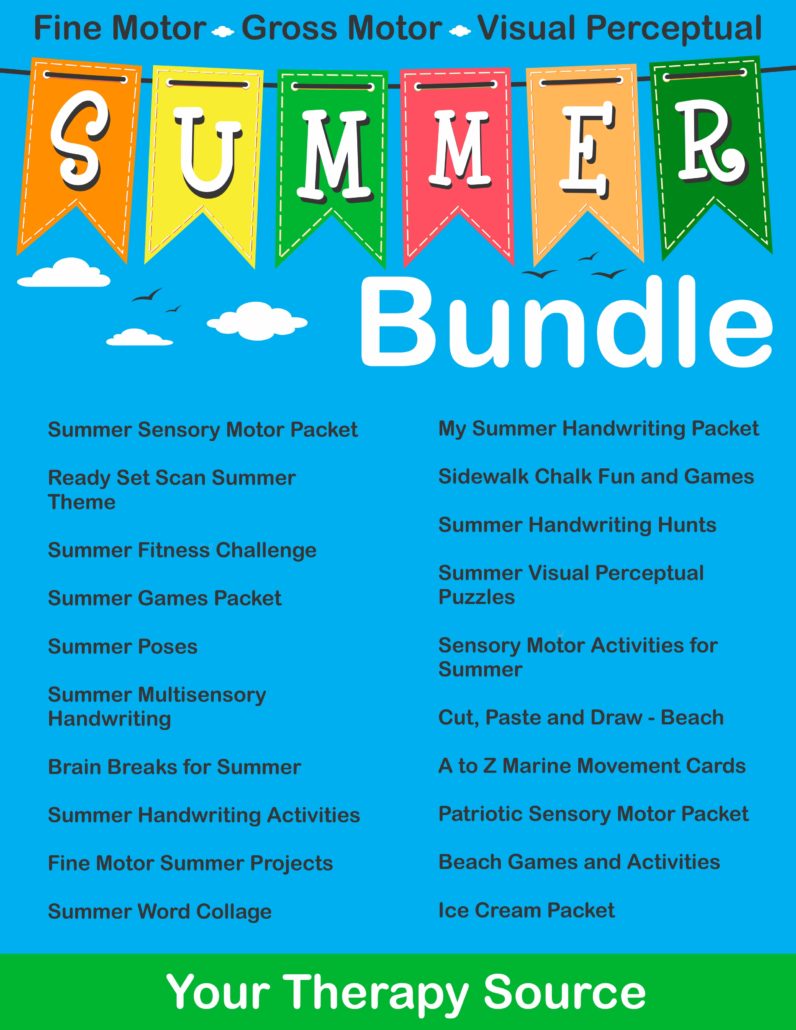 Summer Sensory Motor Bundle from Your Therapy Source - fine motor, gross motor and visual perceptual skills