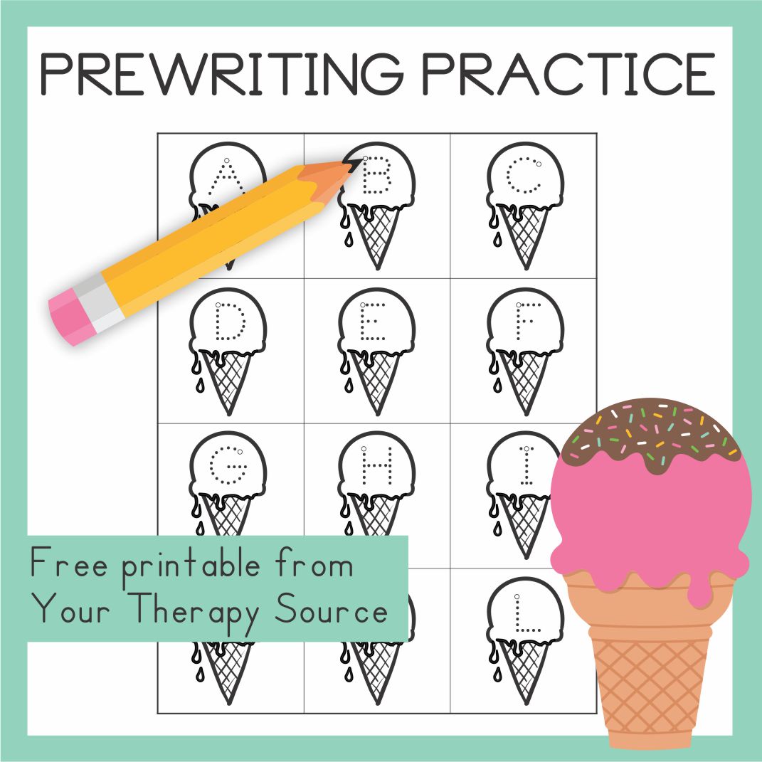 If you are looking for some quick, multisensory prewriting practice, download this ice cream cone letter freebie from the Ice Cream Multisensory Prewriting Practice packet.