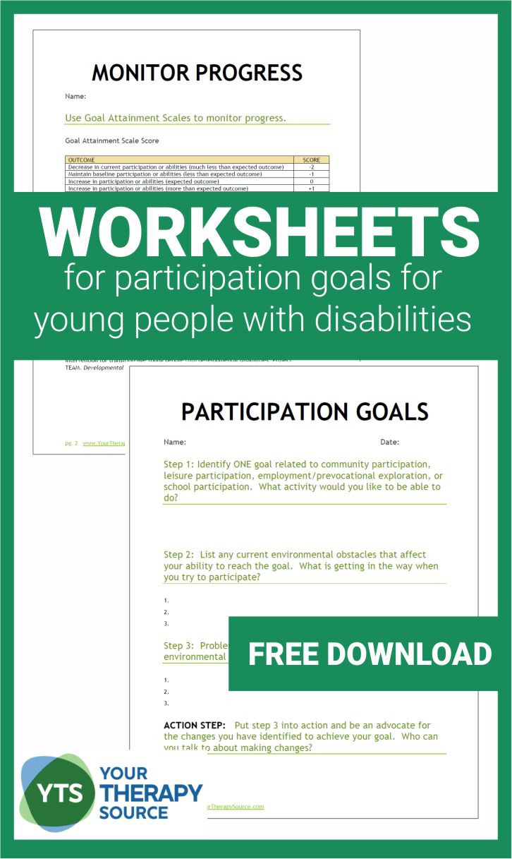Participation Goals and Worksheets for Young People with Disabilities