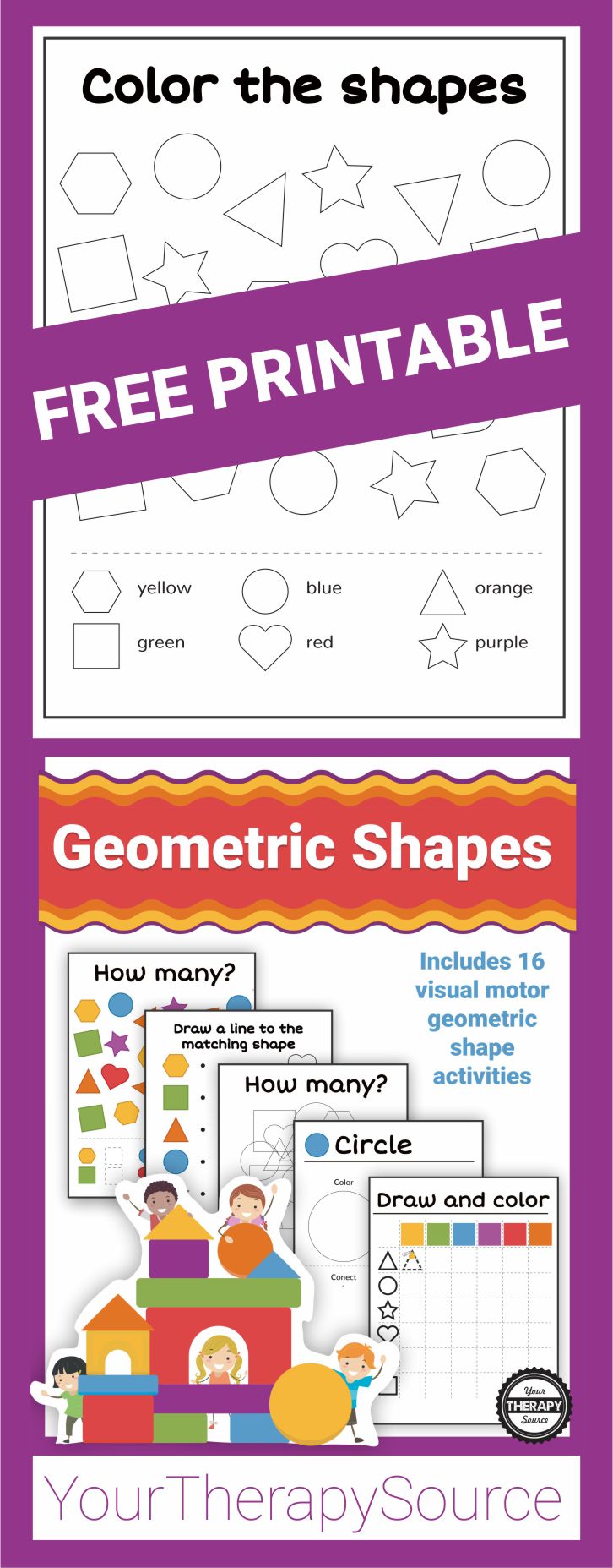This color the geometric shapes freebie is from the Shapes Mini Packet.