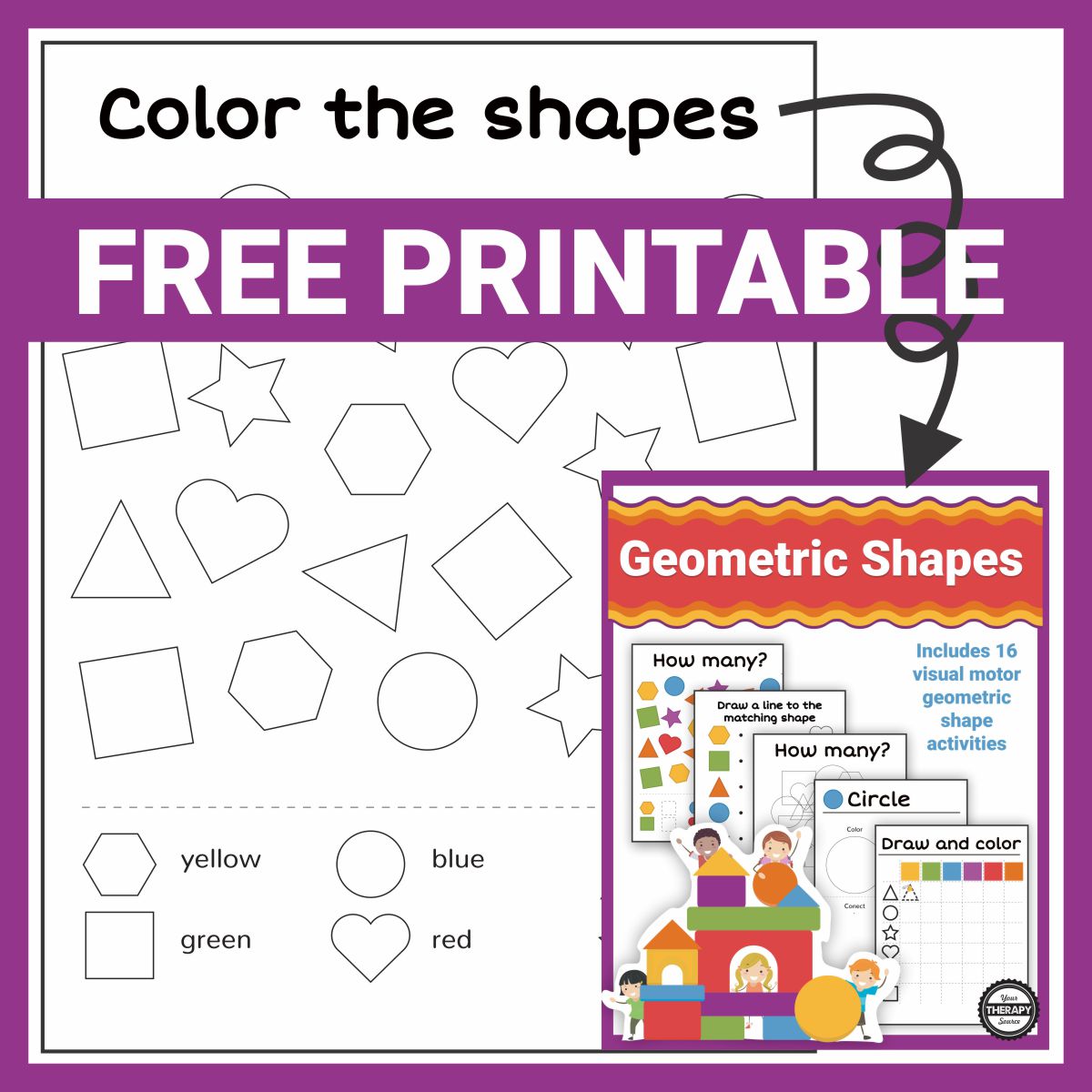 This color the geometric shapes freebie is from the Shapes Mini Packet.