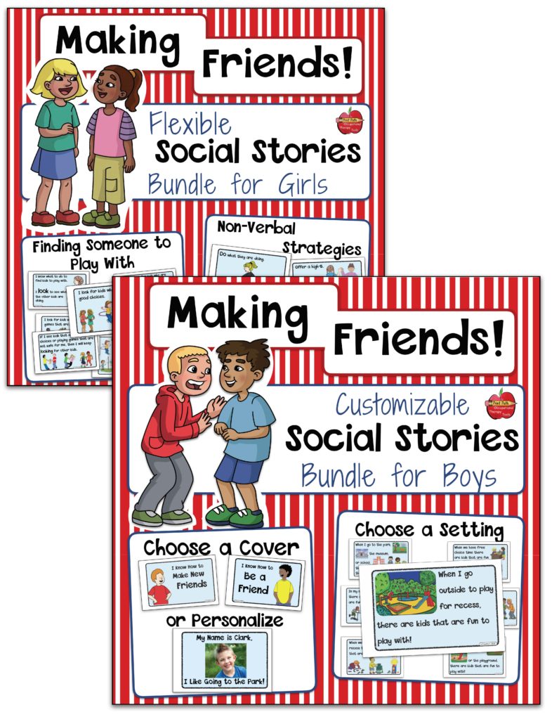 The Making Friends Social Stories for Girls OR Boys digital download offers help for one of the most distressing problems that our students and children face which is the inability to make and maintain friendships.