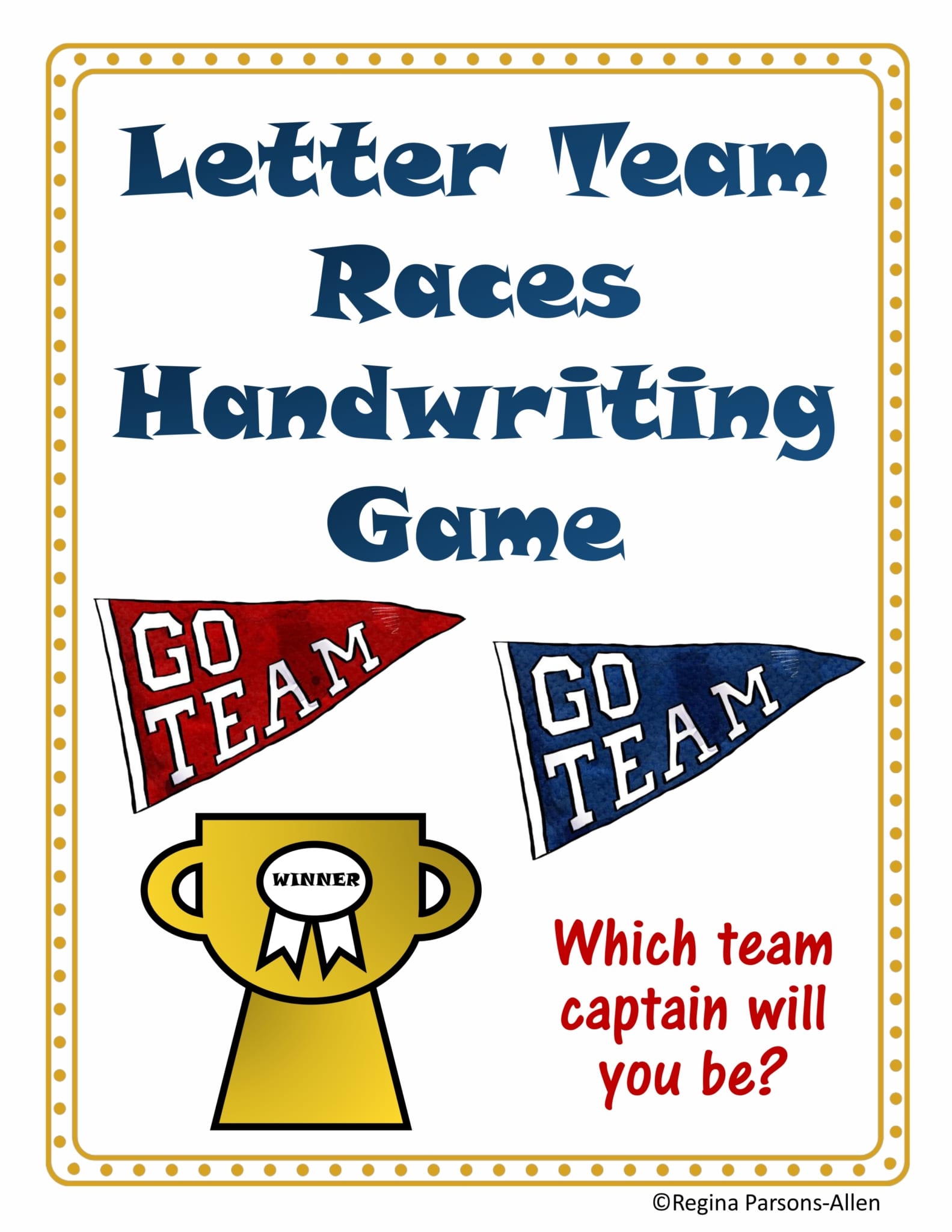 The Letter Races Handwriting Game incorporates fine motor and visual motor skills in a FUN team game.  Practice scissor skills, handwriting, and more!