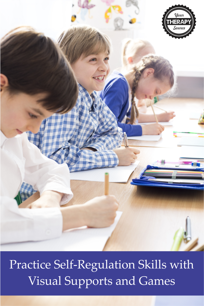 Therapists, teachers, and parents can help children practice self-regulation skills with visual supports and games.