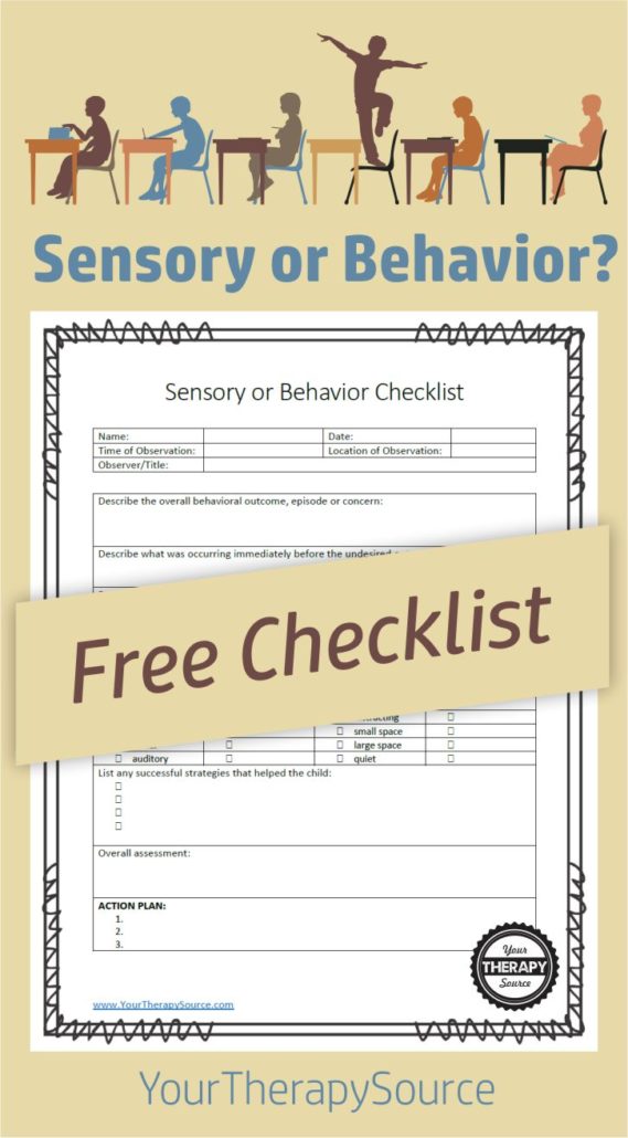 If you are a school-based Occupational Therapist, teacher, or a parent of a child with sensory processing difficulties, then you often ponder the question when a child "misbehaves" was it due to sensory concerns or behavior. This FREE sensory versus behavior checklist can act as a guide when you observe a child's behavior
