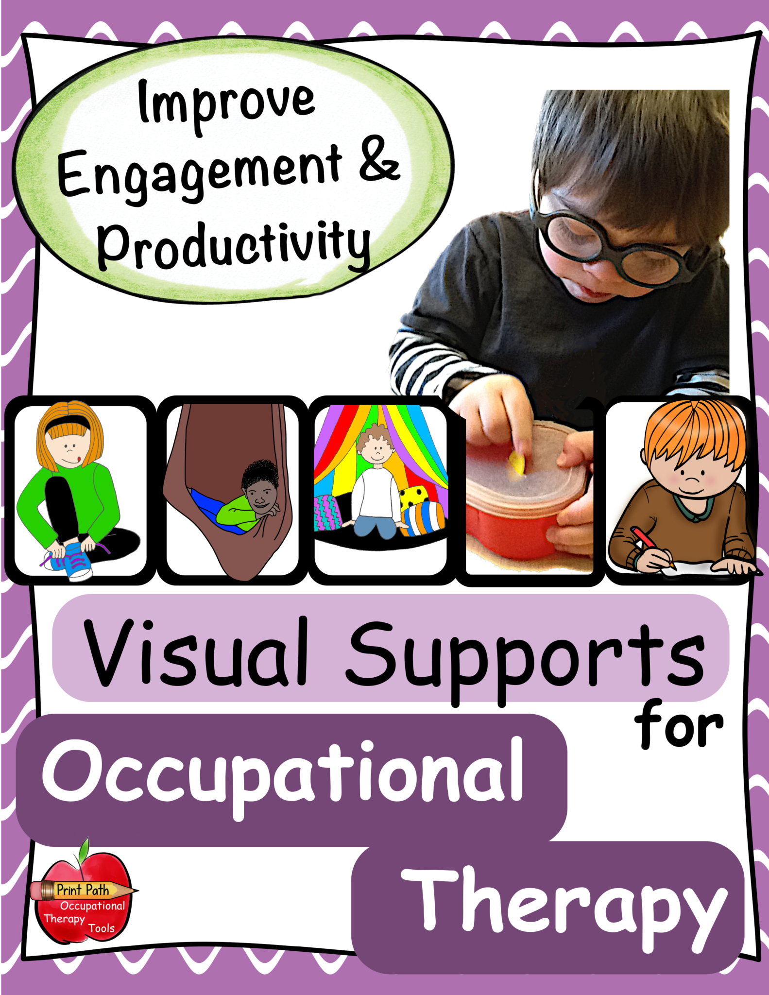 Visual Supports for Occupational Therapy can be an extremely helpful tool that almost magically improves engagement and ensures that your treatment sessions are effective.  Visual supports for Occupational Therapy include task cards to be used for a variety of settings including clinic and classroom situations.
