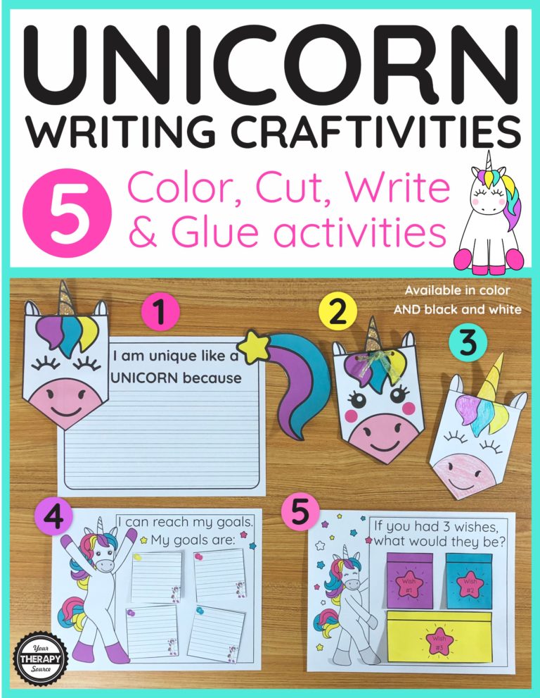 This bundle deal includes 2 creative packs for Unicorn lovers.  The Unicorn Writing Activities with Unicorn Writing Paper consist of one 20 page PDF packet with 5 craftivities and one 6 page unicorn writing paper pack. 