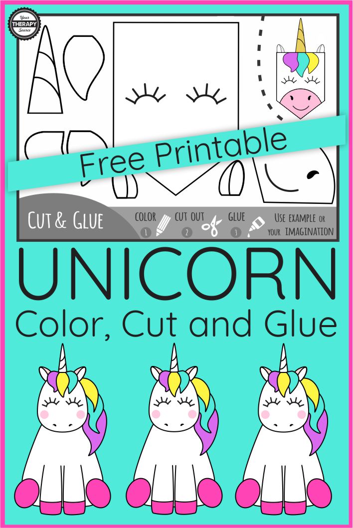 Are you looking for a cute, unicorn fine motor activity that is free? Well, look no further! This freebie includes the Color, Cut and Glue Unicorn Fine Motor Activity. You can download it at the bottom of the post.
