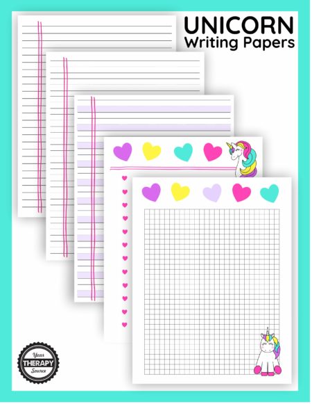 Handwriting and fine motor practice can get boring sometimes.  This bundle deal will add some magic to your handwriting and fine motor skill practice sessions.  It includes 2 creative packs for Unicorn lovers.  The Unicorn Writing Activities and Unicorn Writing Paper consist of one 20 page PDF packet with 5 craftivities and one 6 page unicorn writing paper pack.