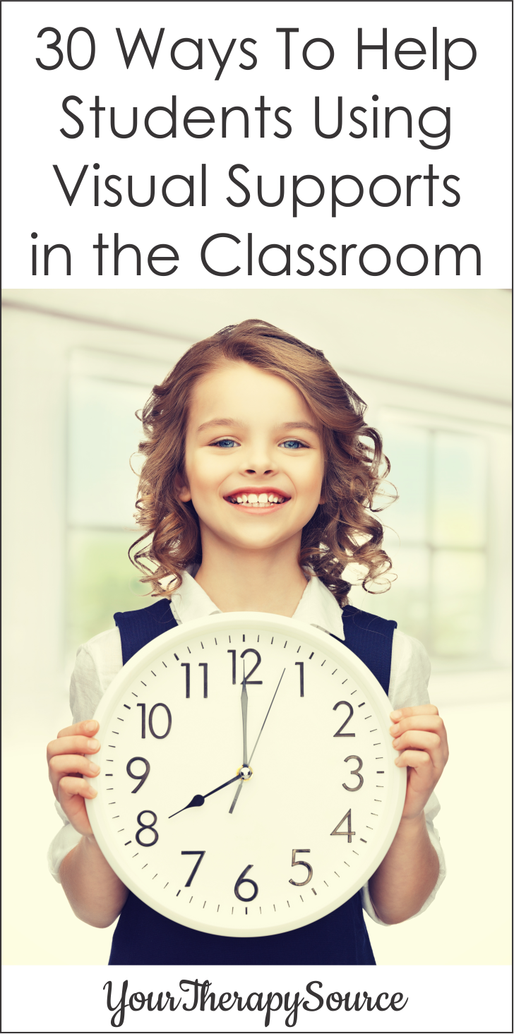 Do you use visual supports in the classroom? They can be an excellent learning tool to help students to understand auditory input through visual images. In special education classrooms, visual supports are often used but ALL STUDENTS can benefit from visual supports and strategies. Visual supports can be picture images, words, tangible objects or other items to represent directions, routines, verbal requests and more.