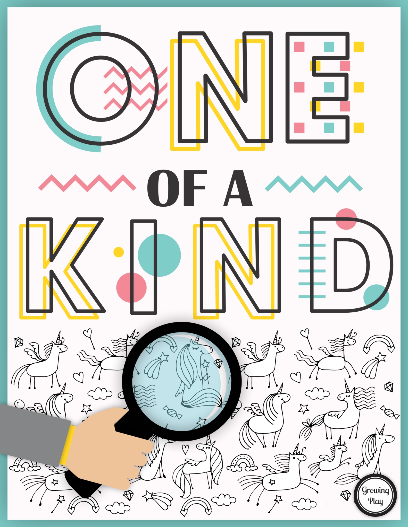 One of a Kind Visual Perceptual Puzzle Pack digital download includes 27 black and white FUN puzzles to challenge your ability to spot the odd one out.  Each puzzle requires you to find the one animal or object that does not have a match.  The whimsical doodle pages include various themes such as cats, unicorns, dogs, whales, sweet treats, boats, dinosaurs, fairies, mermaids, superheroes and more!