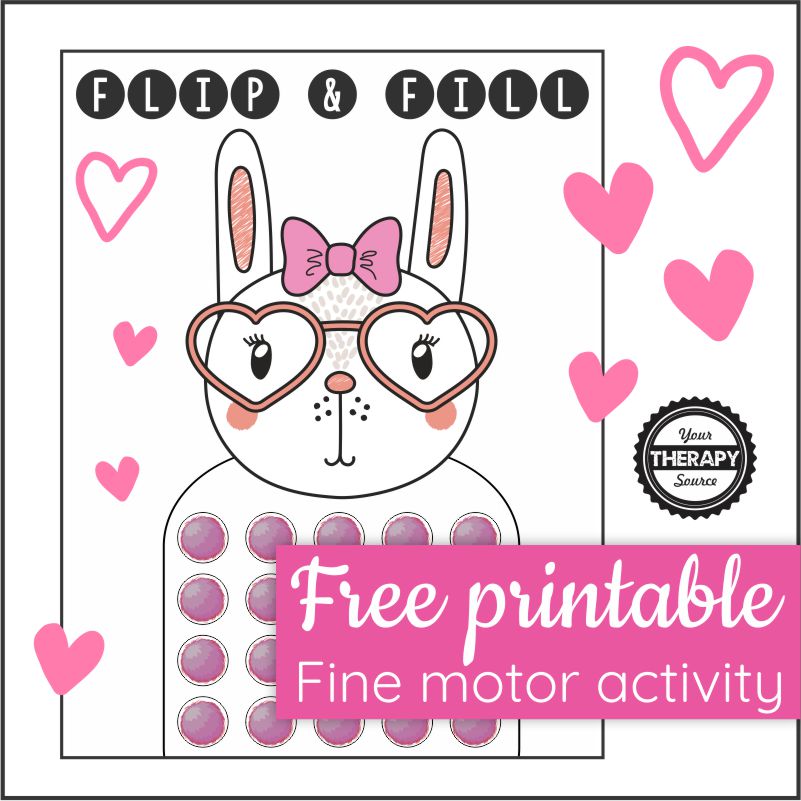 Valentine Game Printable - free bunny fine motor game