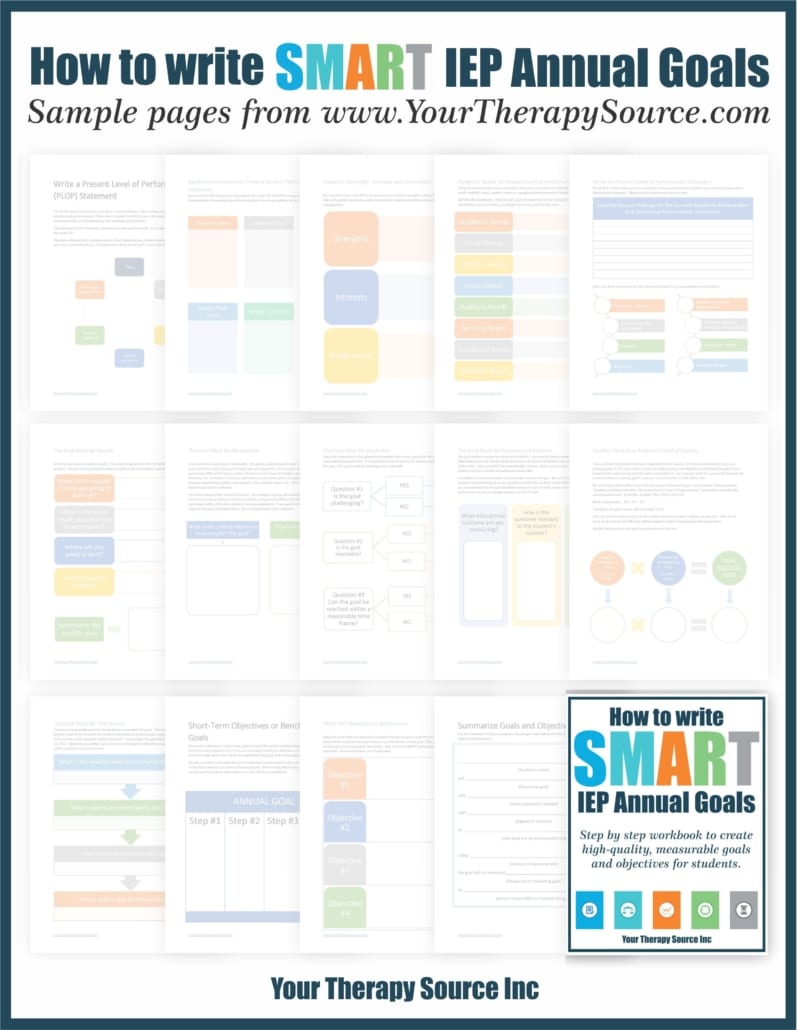 The How to SMART Write IEP Goals Workbook digital download provides a step by step guide to help you create high-quality, measurable goals and objectives for students.