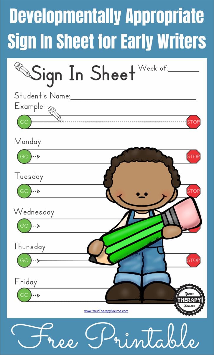 The Weekly and Daily Sign In Sheets for Early Writers solves these problems by having students sign in by completing developmentally appropriate pre-writing skills.