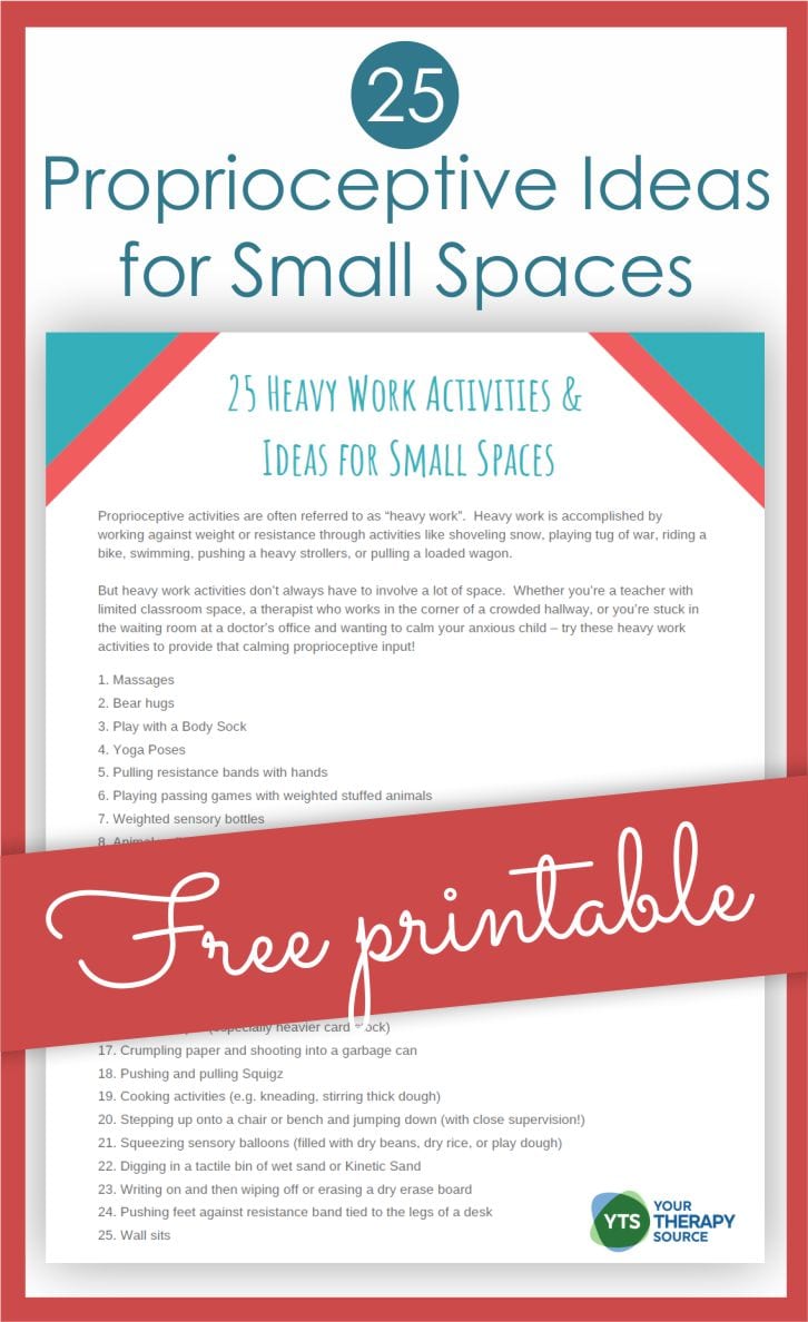 Students can benefit from proprioceptive input and heavy work activities to help get the body in a ready to learn state. Get a FREE handout!