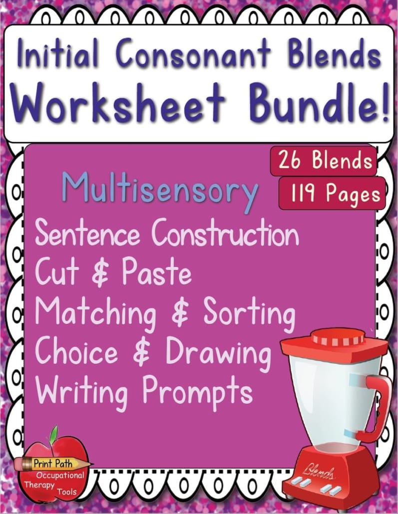 The Initial Consonant Blends - Multisensory Worksheet Package helps students work on handwriting while improving reading, spelling and phonemic awareness.