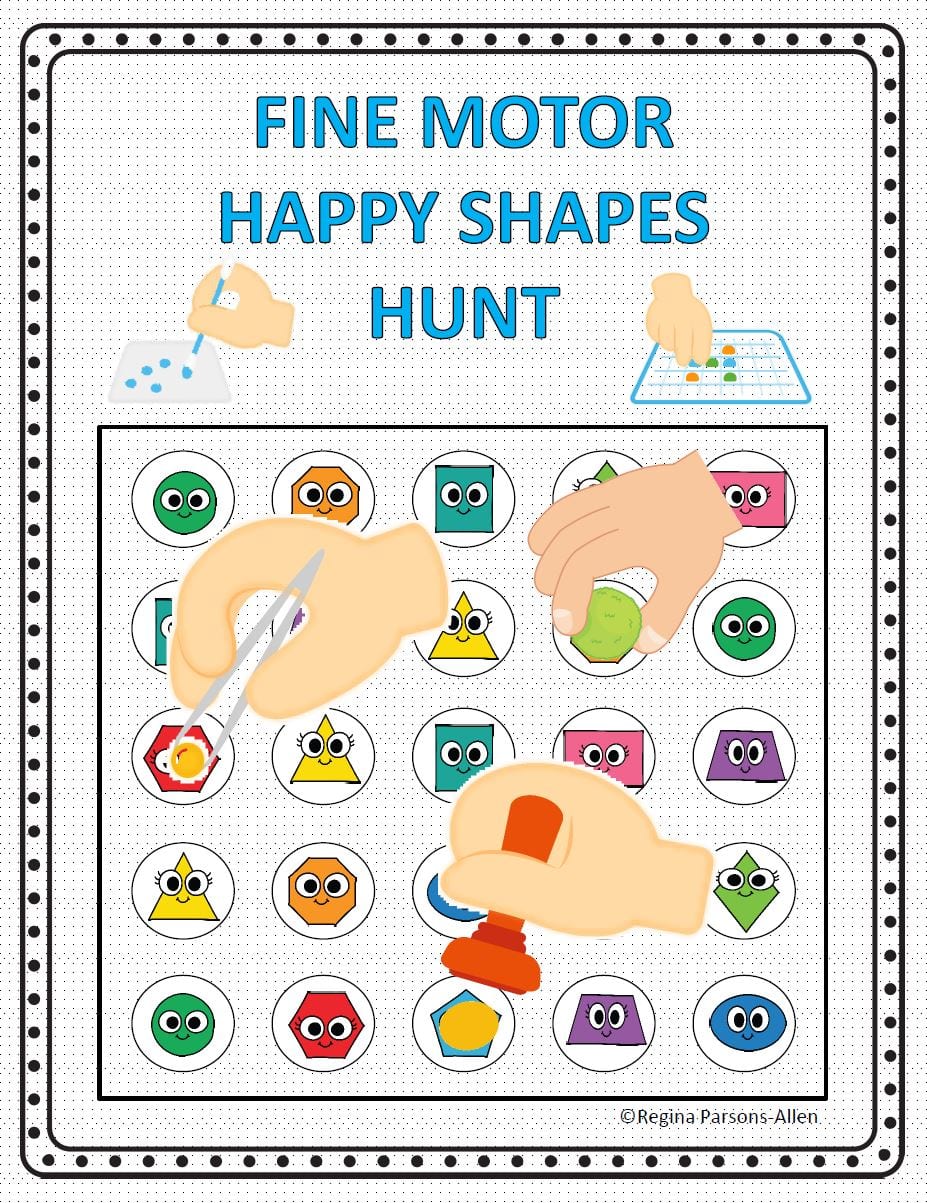 This Shape Hunt - Fine Motor Activity digital packet includes 10 hunt, find and mark puzzles in color and black and white versions.