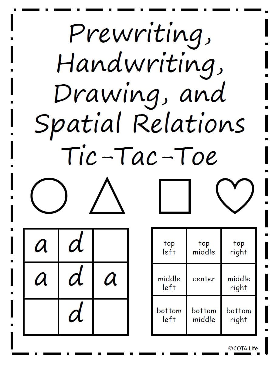 The Tic Tac Toe Spatial Relations Game is a digital packet that steps up the traditional game providing templates to practice handwriting and spatial relations while playing one of the most classic games of all time!