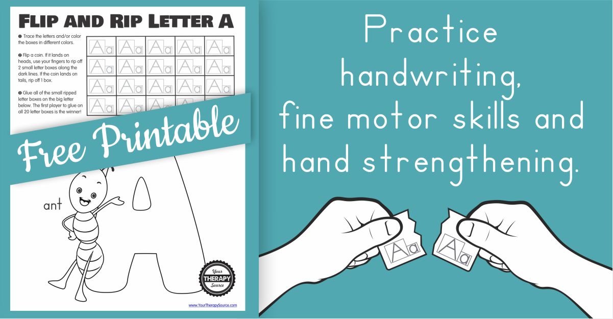 This FREE tear and paste worksheet on the Letter Aa also includes fine motor and handwriting practice - created by Your Therapy Source