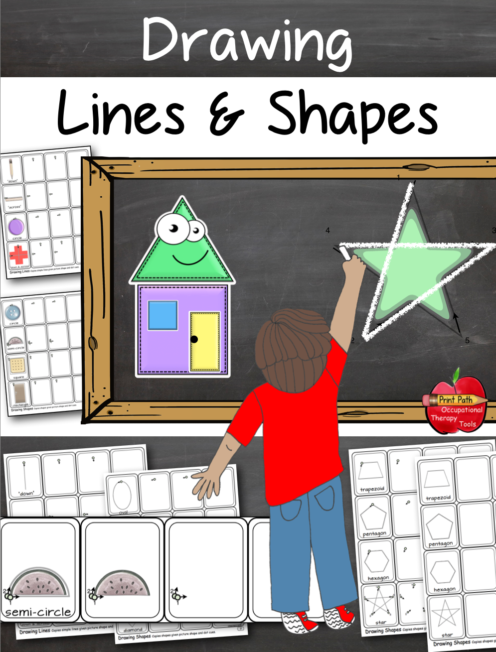 How to Draw Lines and Shapes digital download was created by school-based Occupational Therapist, Thia Triggs.  She has found that after many years of teaching children early drawing, pre-writing and handwriting, that there is a particular foolproof order of instruction.