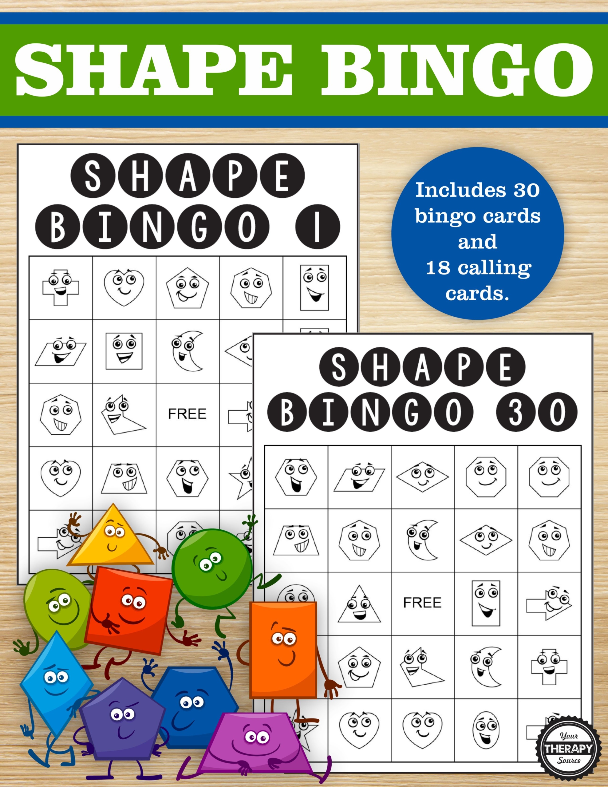 This Shape Bingo printable version is super fun to learn 2D shapes for early geometry skills. Includes 30 bingo boards and 18 calling cards. No prep needed!