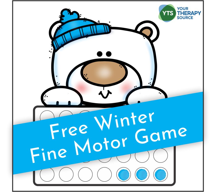Today's free printable is a polar bear fine motor activity game to encourage fine motor skill development and hand strengthening.
