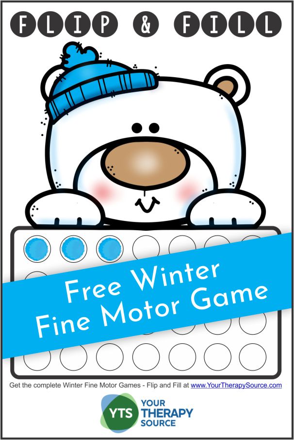 The Winter Fine Motor Activities – Flip and Fill digital download includes 15 different winter-themed game boards to practice fine motor skills and encourage hand strengthening.