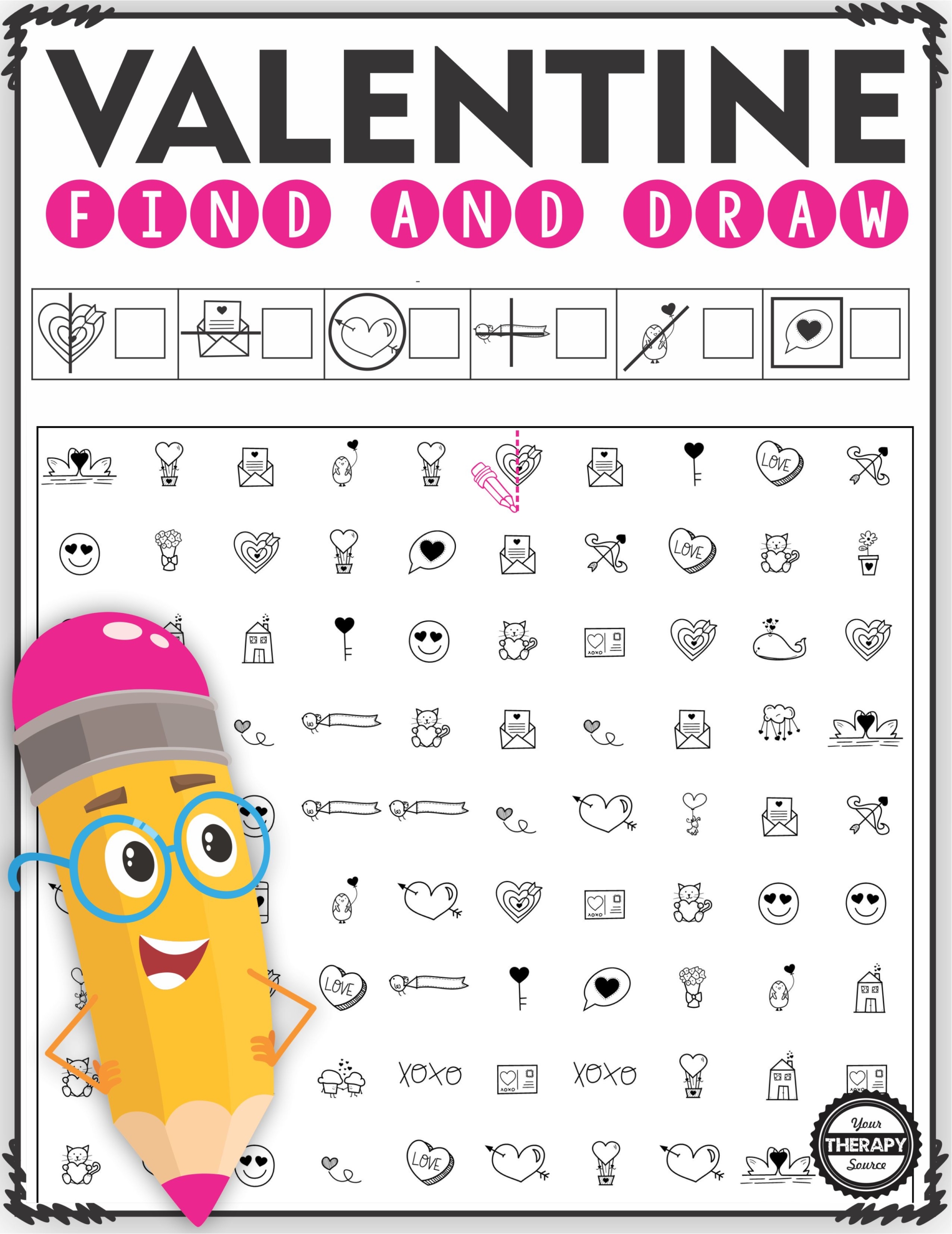 Valentine Visual Motor Packet - Find and Draw