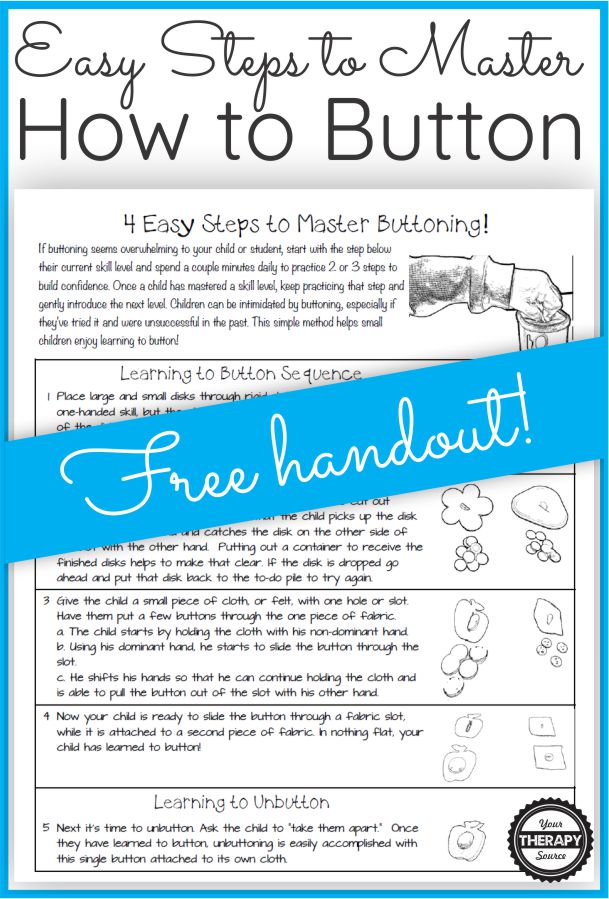 Download a FREE copy of the 5 steps to teach children how to button at the bottom of this post.