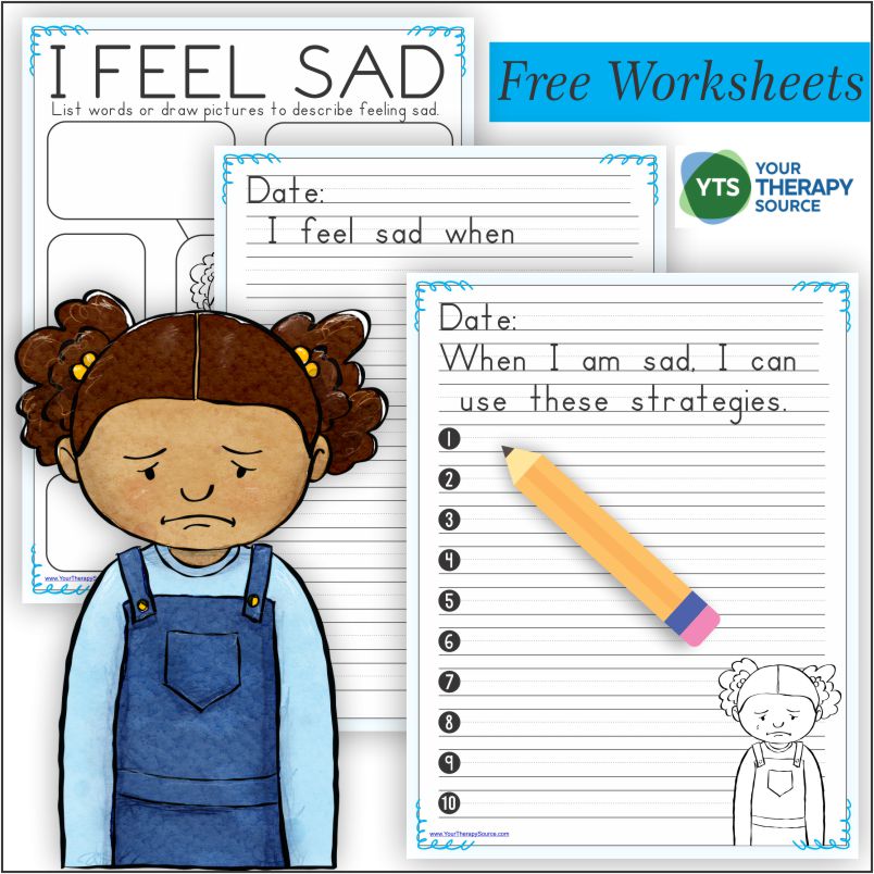 Do you have a sad child? Are you a teacher or therapist who works with a sad child? These free emotional regulation worksheets may help children regulate their feelings of sadness.