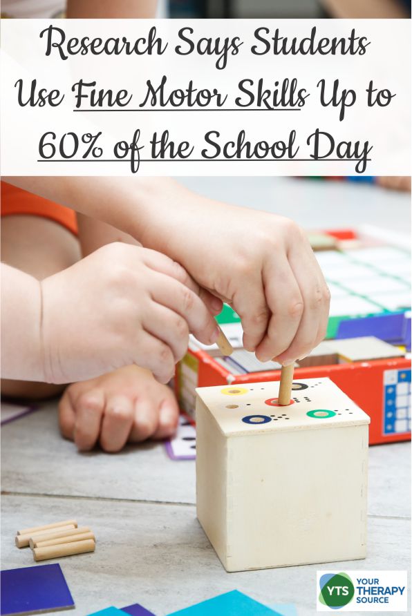 Would you have guessed that up to 60% of the elementary school day requires fine motor skills? It certainly stresses the importance of fine motor skill development for school success. 