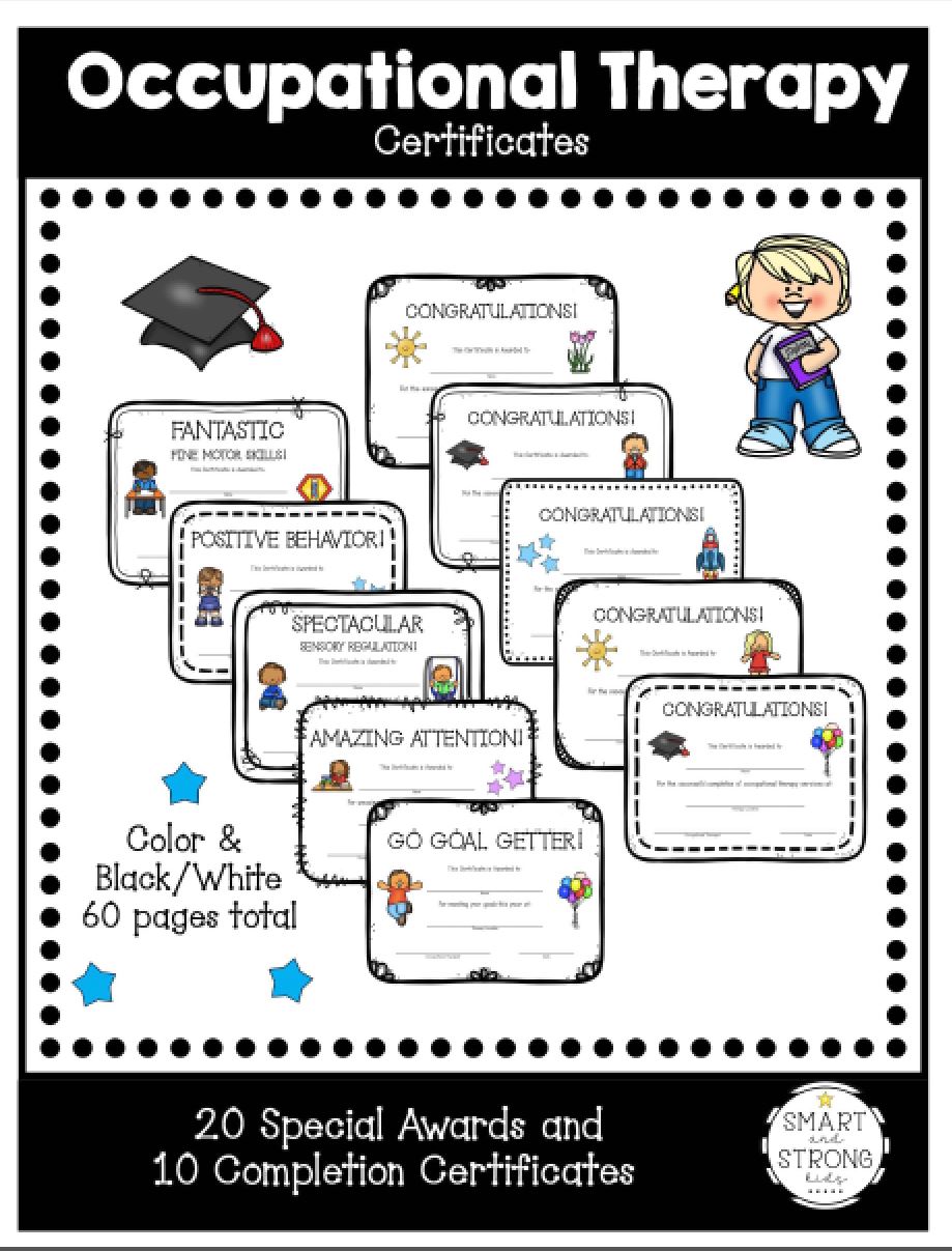 The Occupational Therapy Awards and Certificates for Children packet helps celebrate your students or clients completing and graduating from occupational therapy!