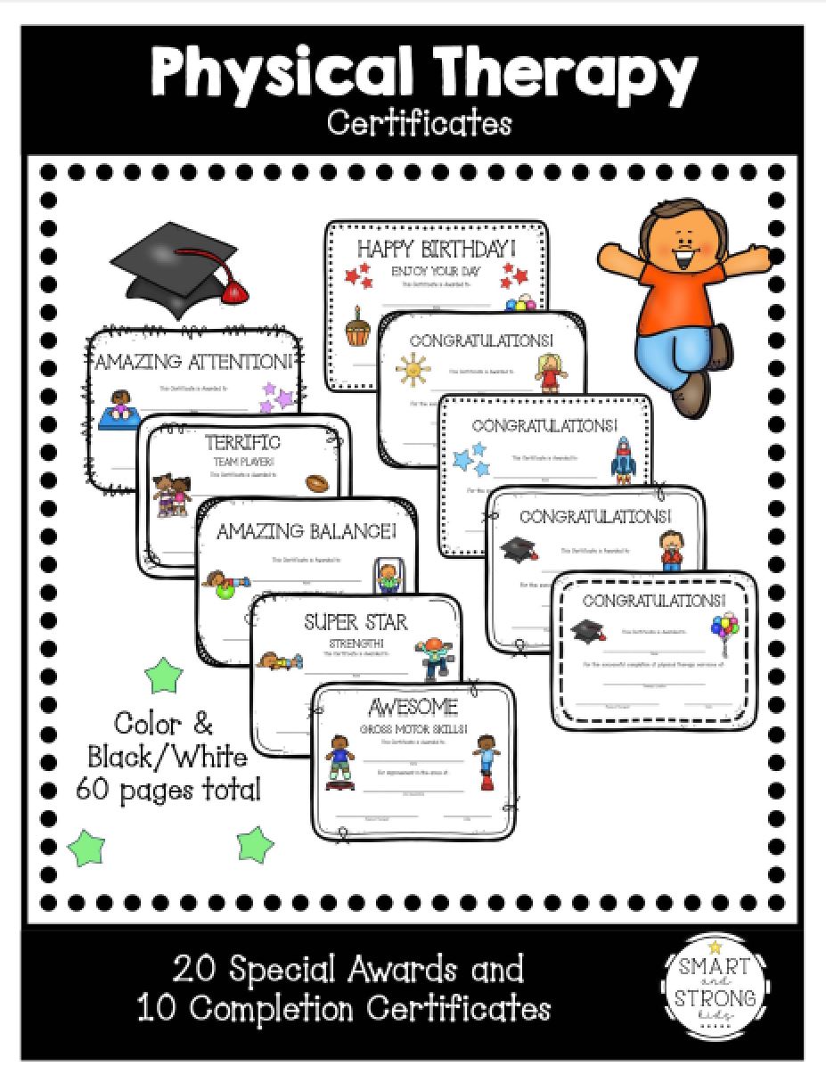 The Physical Therapy Awards and Certificates for Children packet helps celebrate your students or clients completing and graduating from physical therapy!