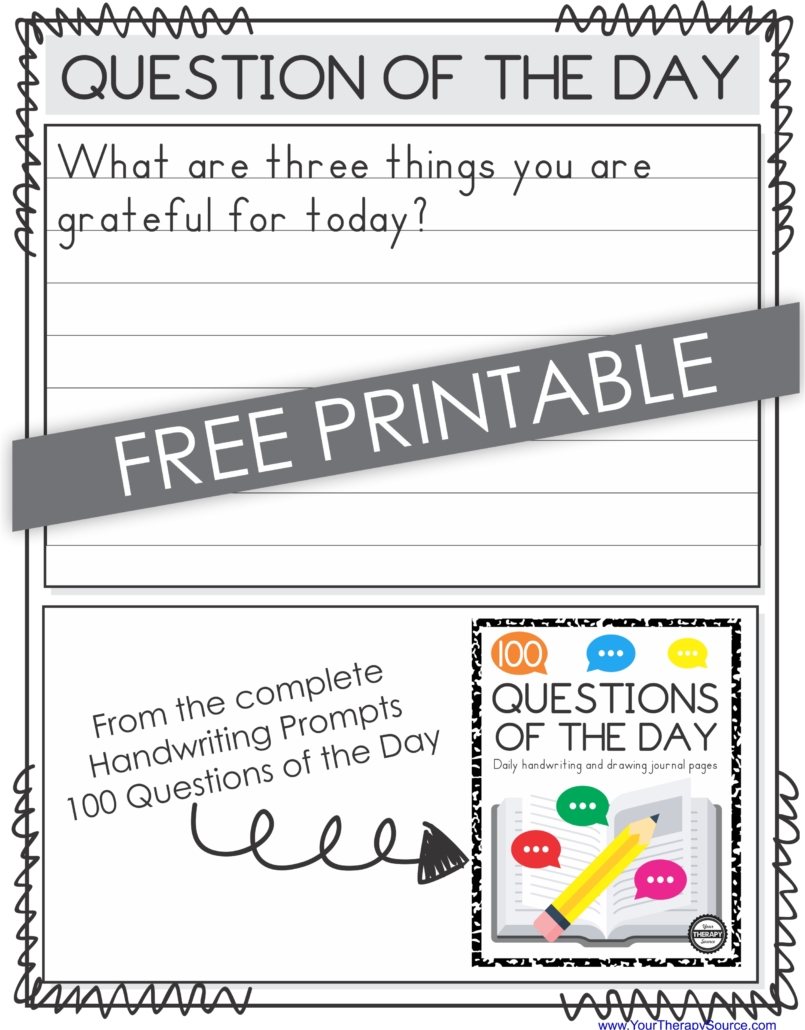 This gratitude prompt can help students to practice handwriting while being grateful for today. You can download them for free at the bottom of the post.