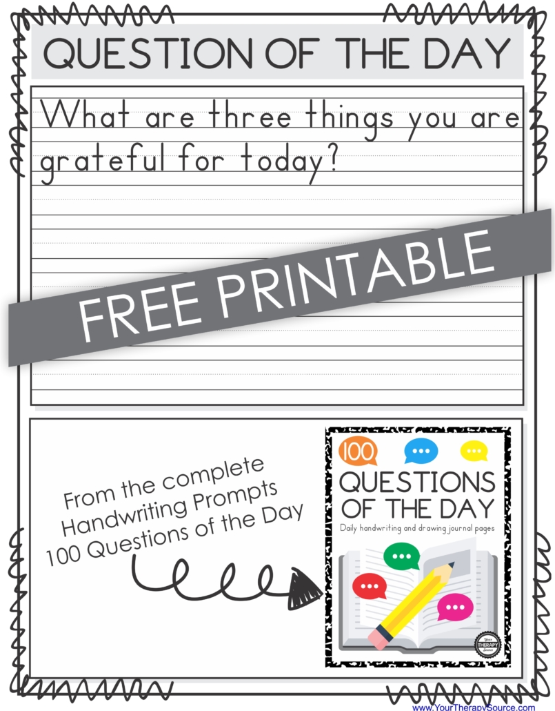 This gratitude prompt can help students to practice handwriting while being grateful for today. You can download them for free at the bottom of the post.