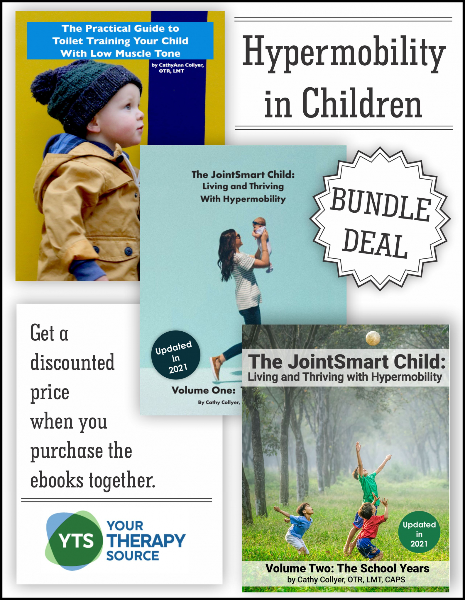 Get CathyAnn Collyer, OTR, LMT, CAPS, pediatric occupational therapist, books on hypermobility and low tone children bundled together. 