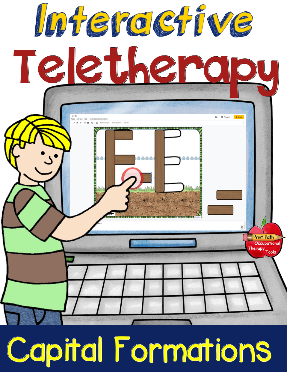 This drag-and-drop Capital Letter Formation #1 activity, created by school-based OT, Thia Triggs, uses lines and curves to build letter identification and formation skills.