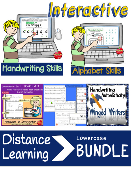 The INTERACTIVE Lowercase Handwriting Bundle created by school-based OT, Thia Triggs, includes four resources for building lowercase visual-motor skills.