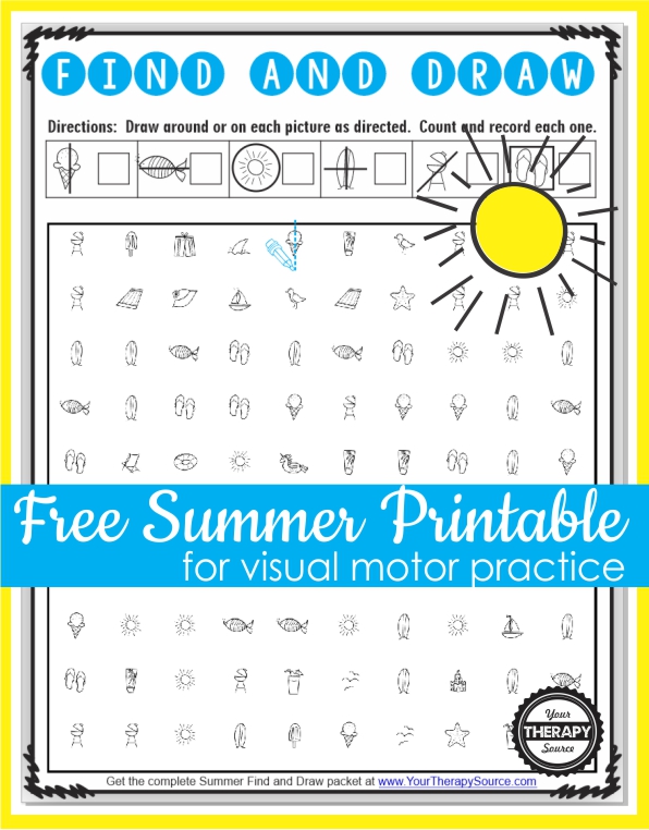 The Summer Visual Motor Packet includes 10 activities to practice visual discrimination and visual motor skills. Created by Your Therapy Source.