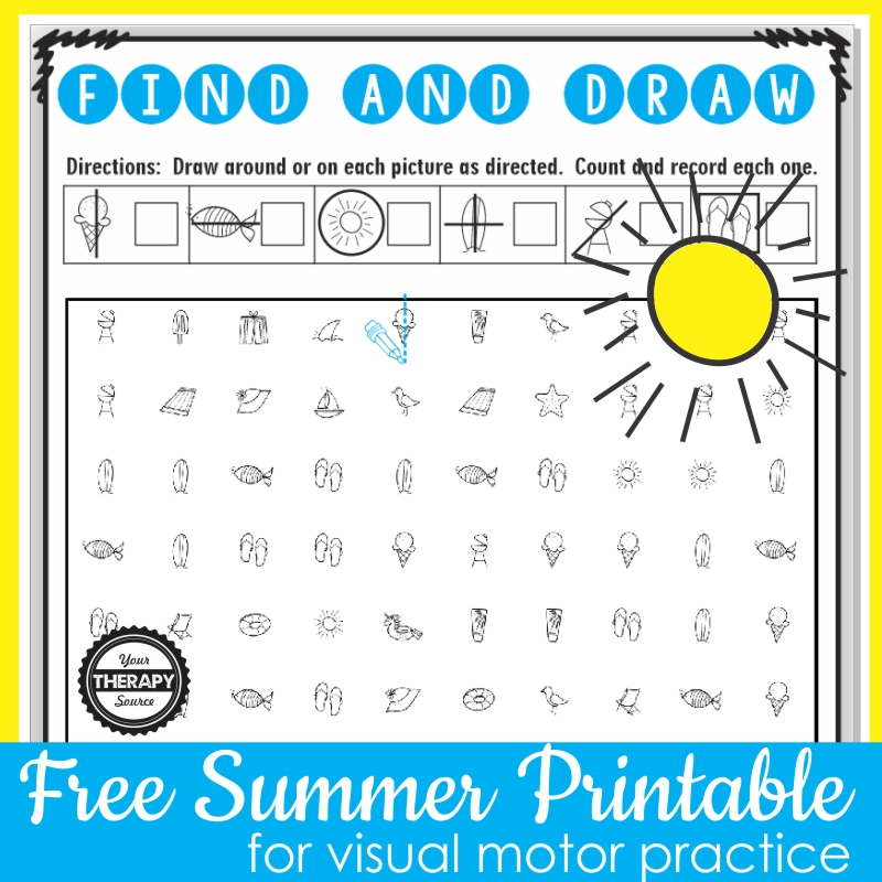 Free summer worksheet for visual motor skills