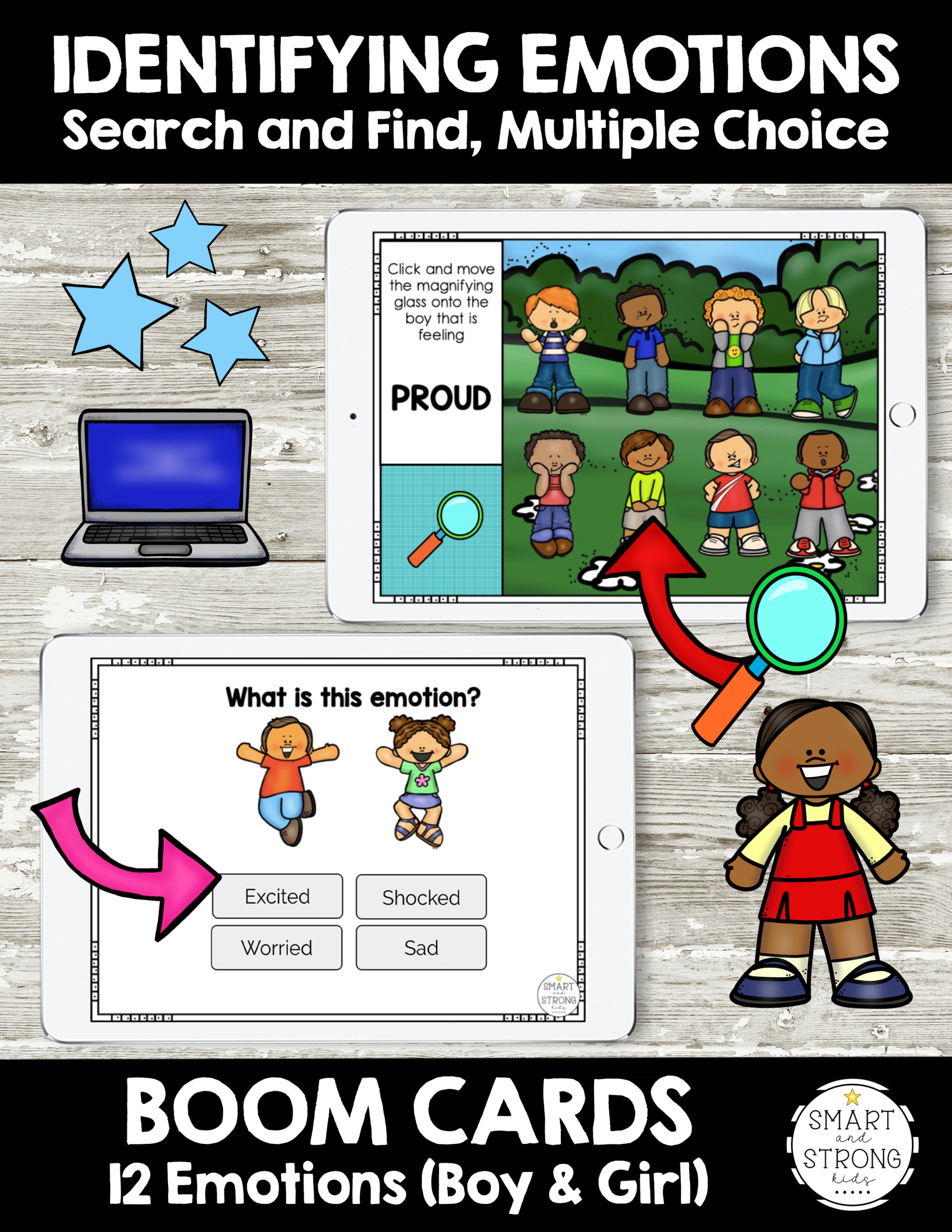 The Boom Cards Identifying Emotions  includes fun and interactive practice to name and identify emotions. 