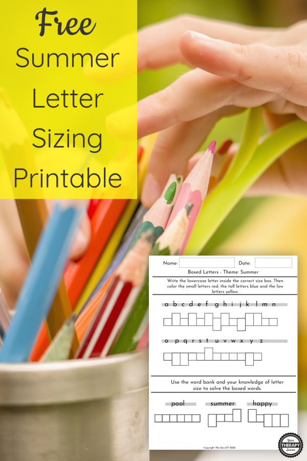 Free Summer Letter Sizing Printable to practice letter formation