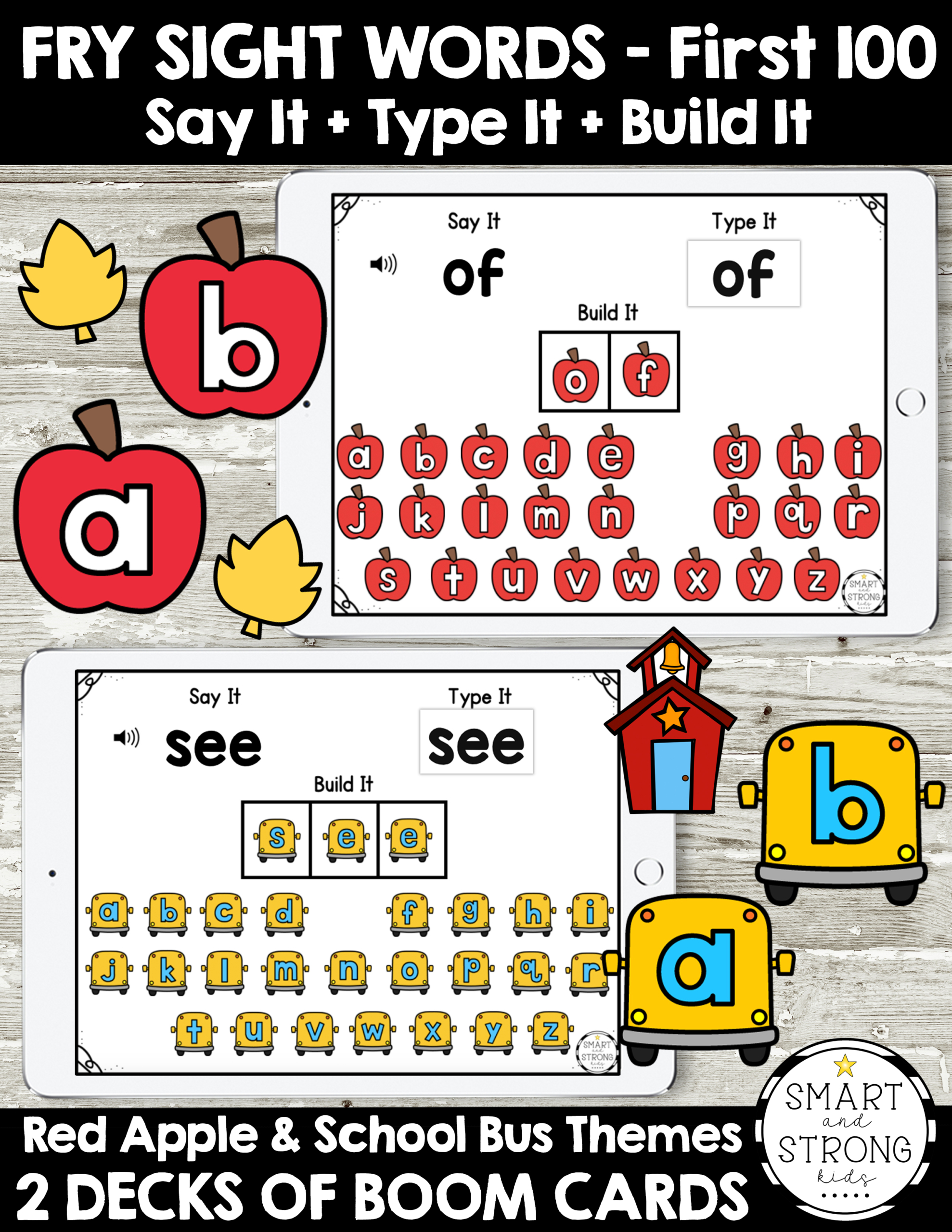 The Back to School Fry Words Boom Cards  Say It, Type It, Build It  includes multisensory practice to learn sight words.
