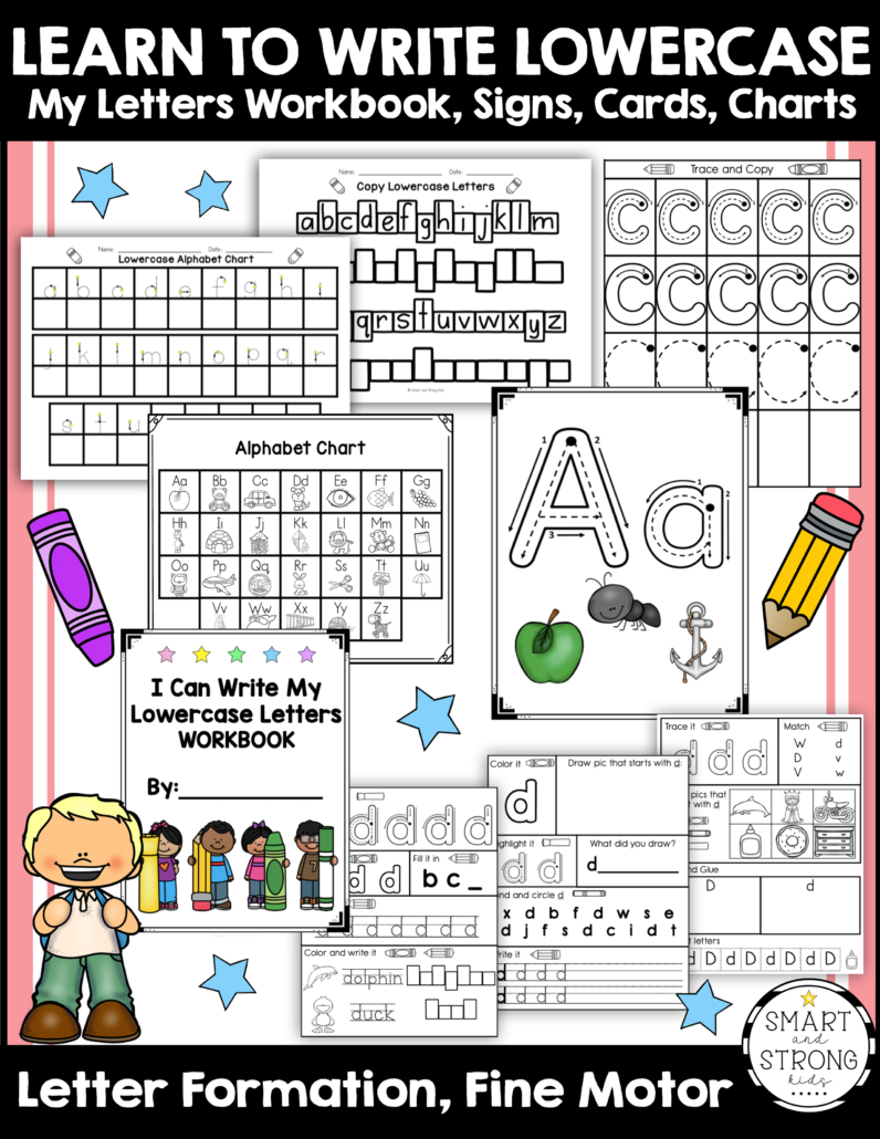 This bundle includes formation guidelines for writing lowercase letters, fun pictures, sight words, simple sentences, formation guidelines, interesting games, and a large variety of content that you won’t find with other handwriting worksheets!
